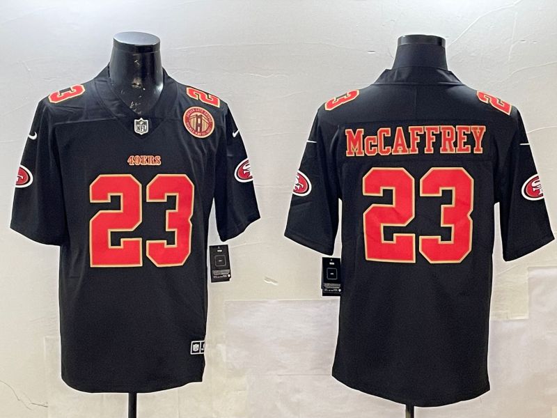 Men San Francisco 49ers #23 Mccaffrey Black gold Fashion 2025 Nike Limited NFL Jersey style 6